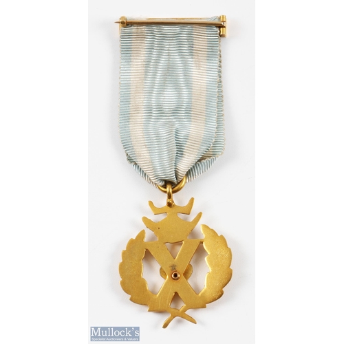201 - Interesting St Andrews Cross gilt medal complete with ribbon and bar - mounted with the Crown to the... 
