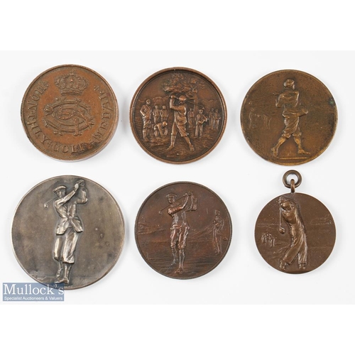 212 - Interesting collection of 6x large Bronze Golfing Medals from 1901 onwards - KGC Bronze Monthly Golf... 