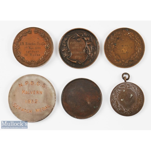 212 - Interesting collection of 6x large Bronze Golfing Medals from 1901 onwards - KGC Bronze Monthly Golf... 