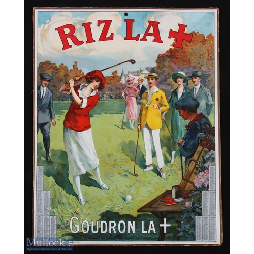 226 - Rare 1924 Riz La Chromolithograph Advertising Calender by G Messier - featuring Stylish Mixed Fourso... 