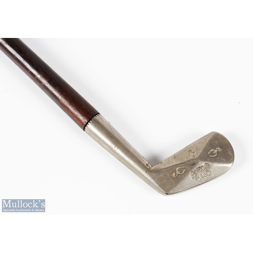 227 - Interesting Sunday Golf Nickel Silver Diamond Back Walking Stick - the head stamped with Prince of W... 