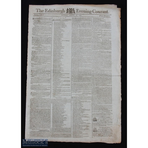 237 - 1794 The Edinburgh Evening Courant Newspaper Leith Golfing Announcement - dated Monday August 11, 17... 