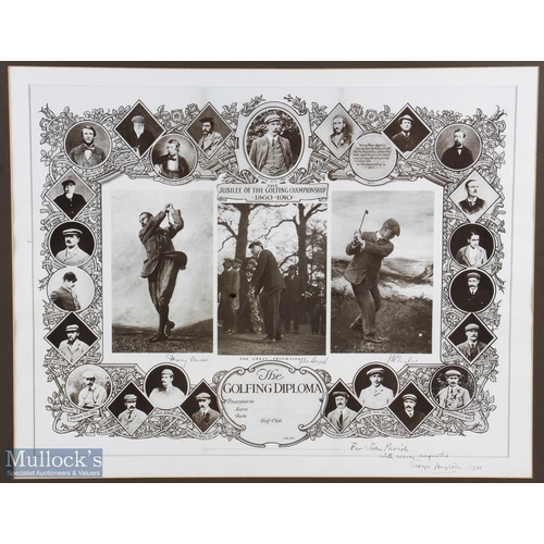 245 - The Jubilee of The Golfing Championship 1860-1910 print featuring to the border all previous Open Ch... 