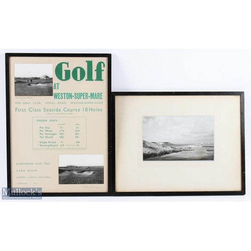 247 - Original Weston-Super-Mare Golf Advertising Display c/w 2x photographs of the golf course and player... 