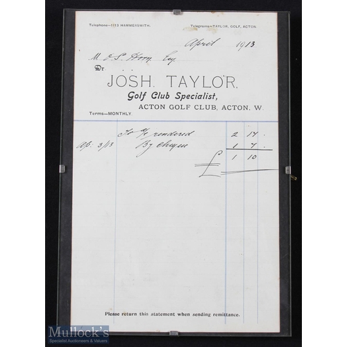 264 - 1913 Josh. Taylor, Acton Golf Club, Acton. W official invoice/statement dated April 1913 - note Acto... 