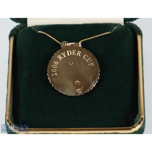 321 - 2006 Official Ryder Cup Presentation 10ct Gold and Diamond Ladies Engraved Necklace - presented to p... 