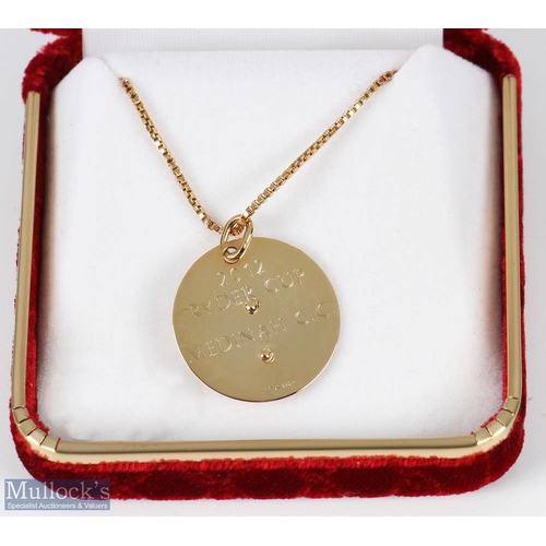 326 - 2012 Official Ryder Cup Presentation 10ct Gold Ladies Engraved Necklace - presented to players and o... 