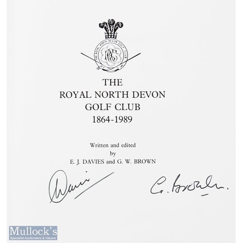33 - Scarce Signed Royal North Devon Golf Club 1864-1989 ltd ed leather bound Club History - signed by bo... 