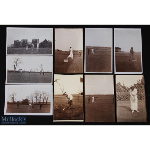 339 - Collection of interesting 1920s golfing postcard size real photographs (7) to include ladies and gen... 