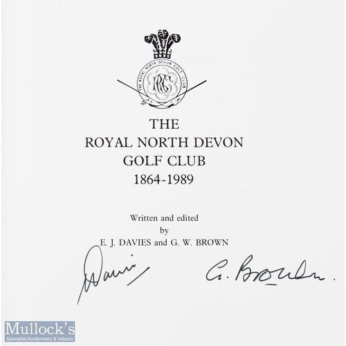 34 - Scarce Signed Royal North Devon Golf Club 1864-1989 ltd ed leather bound Club History - signed by bo... 