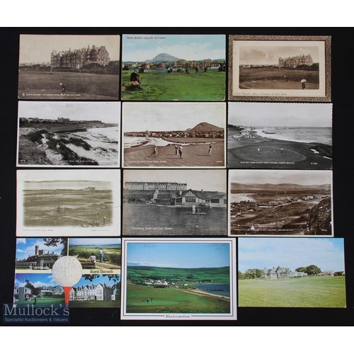 345 - Collection of 12x various Scottish Golf Links and hotel postcards from 1904 up to Queen Elizabeth II... 