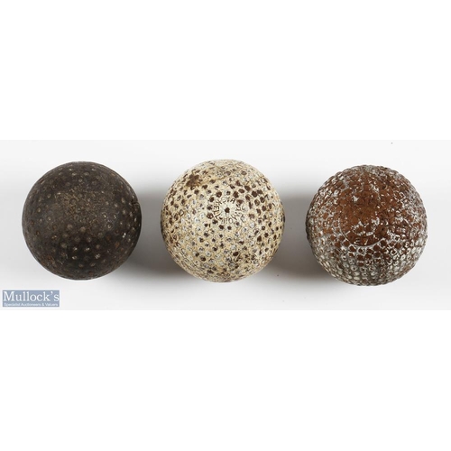 366 - 3x Rubber Cord Golf balls - incl' The Hopper bramble pattern rubber cord golf ball c1907 by the Clyd... 