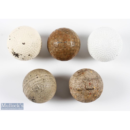 369 - 5x Various Golf Balls including 2x Challenger replica bramble pattern golf balls, line mark gutty pr... 