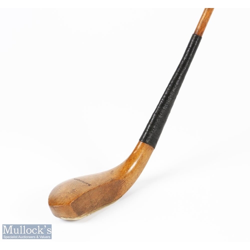 4 - Fine R Simpson Carnoustie late long nose golden beech wood driver c1885 - fitted with full length or... 