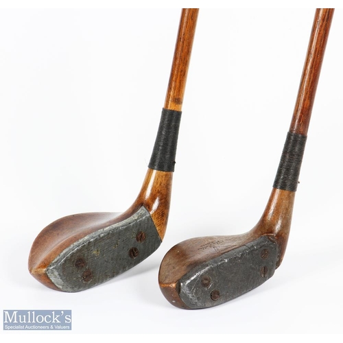 401 - Pair of The Robbie wooden socket neck mallet head putters with full aluminium face inserts and decor... 