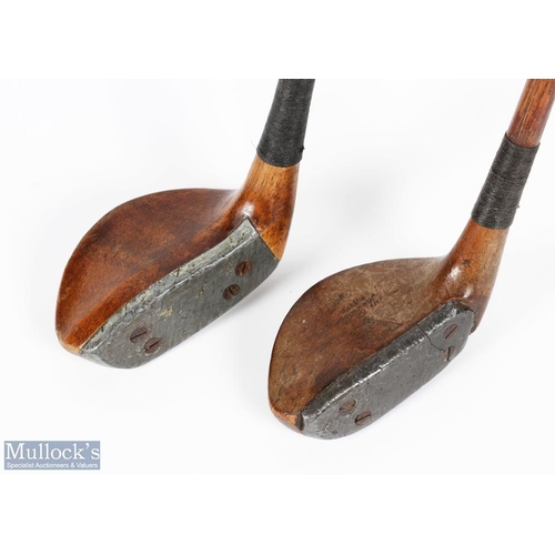 401 - Pair of The Robbie wooden socket neck mallet head putters with full aluminium face inserts and decor... 