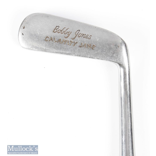 405 - Late Spalding Calamity Jane wry neck putter showing the Bobby Jones name to the rear fitted with the... 