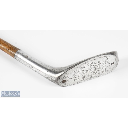 430 - Jack Randall of Sundridge Park Kent patent alloy mallet head putter with 11x circular lead face weig... 