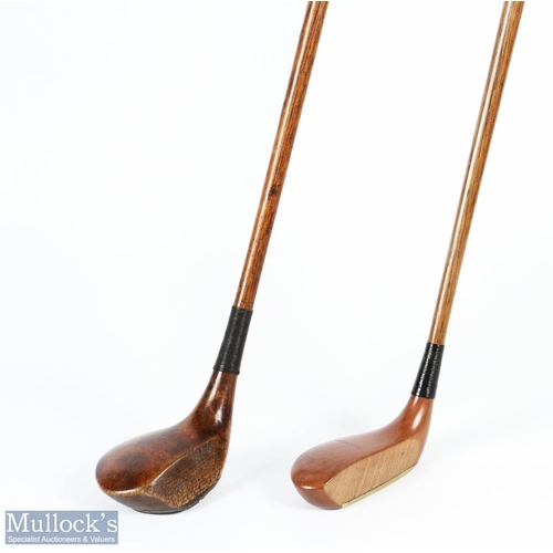 443 - R Forgan The Tolley Forganite wooden mallet head socket neck putter with thick central brass sole to... 