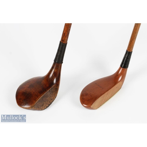 443 - R Forgan The Tolley Forganite wooden mallet head socket neck putter with thick central brass sole to... 