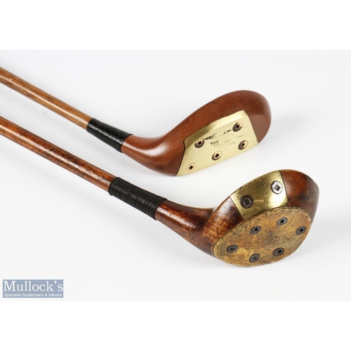 443 - R Forgan The Tolley Forganite wooden mallet head socket neck putter with thick central brass sole to... 