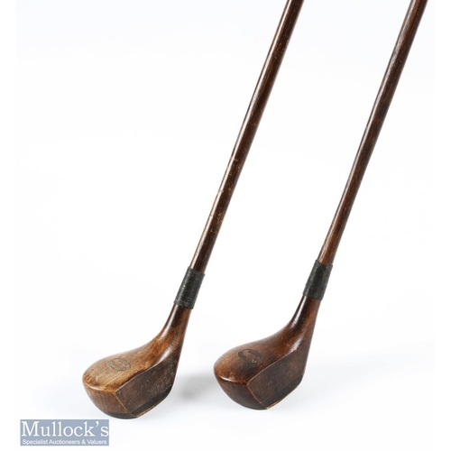 481 - 2x Harry Vardon Replica small head woods a brassie and spoon - both with grips