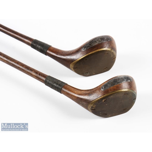 481 - 2x Harry Vardon Replica small head woods a brassie and spoon - both with grips