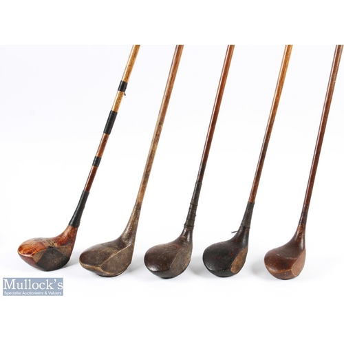 485 - 5x Various socket neck woods to incl' R Willis of Oakhampton small dark stained persimmon driver, Th... 