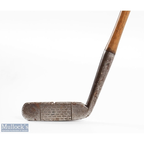 492a - Tom Auchterlonie of St Andrews patent prism styled putter with wide flanged sole and central aiming ... 