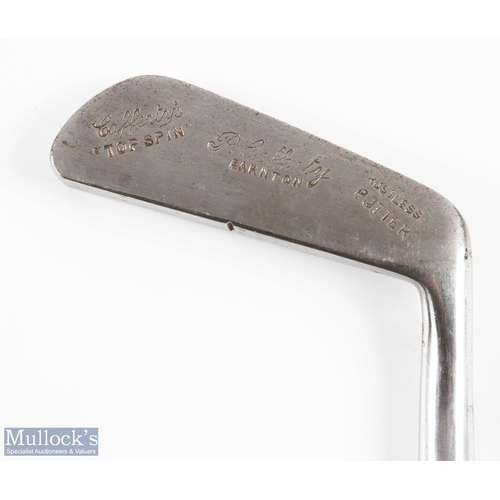 493a - P Cafferty of Barnton 'Topspin' wry neck putter with wide top line with central aiming line tapering... 