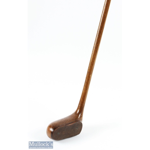 495a - Most unusual one piece ash wooden mallet head putter with fitted forward faced hard wood insert and ... 