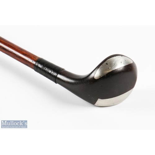 497 - Dark stained persimmon driver Sunday Golfing Stick with lead sole insert and back weighting and deco... 
