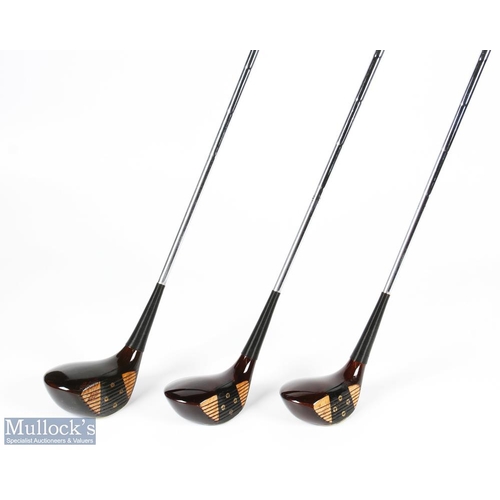 507 - A Kikidas stamped persimmon woods (3) features 1,3 and 4 examples no other maker's mark apparent, re... 