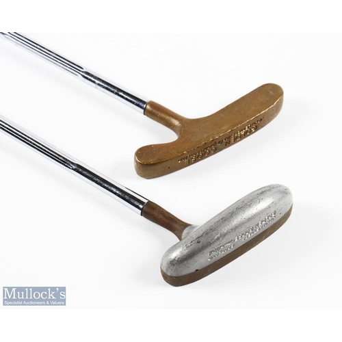 518a - John Letters 'Golden Goose' mallet head brass and alloy putter with maker's detail to sole, together... 