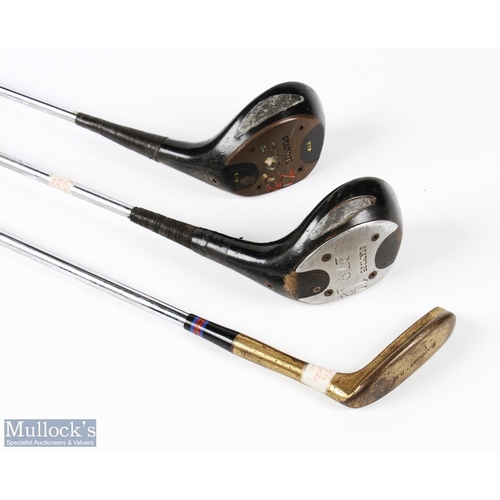 54 - Bobby Locke (4x Open Golf Champion) Personal Collection of Golf Clubs (3) to incl 2x Signature Woods... 