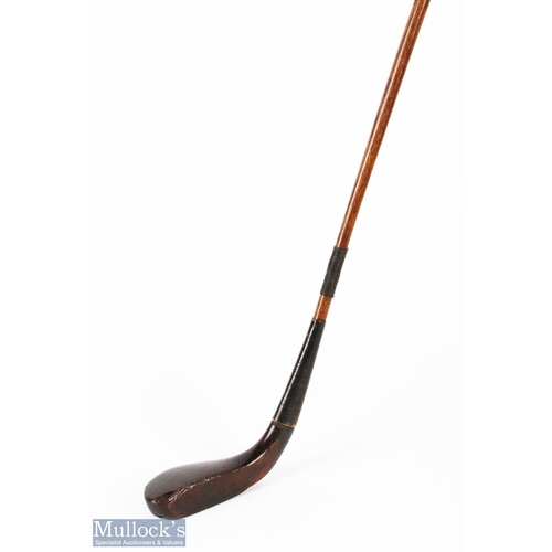 6 - McEwan dark stained beech wood longnose putter c1885 c/w St Andrews bowed shaft and original full le... 