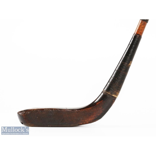 6 - McEwan dark stained beech wood longnose putter c1885 c/w St Andrews bowed shaft and original full le... 