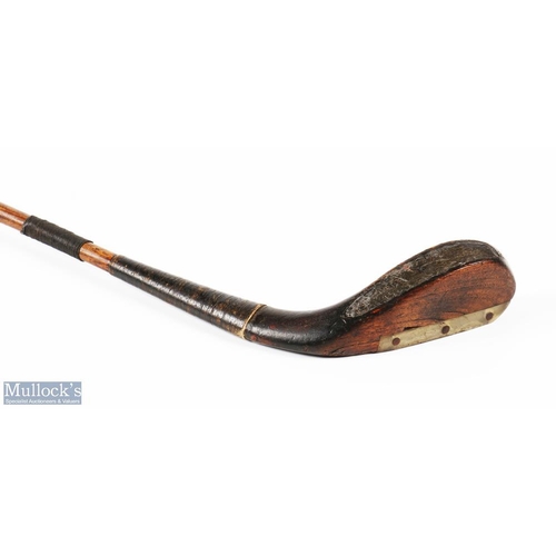 6 - McEwan dark stained beech wood longnose putter c1885 c/w St Andrews bowed shaft and original full le... 