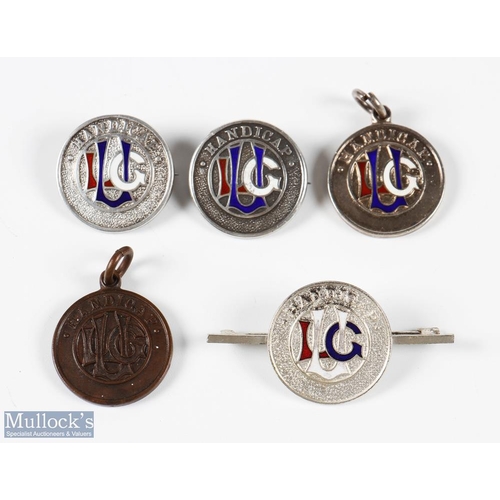625 - Collection of various Lady Golf Union silver and enamel inlaid pin badges medals (5) to incl 3 that ... 