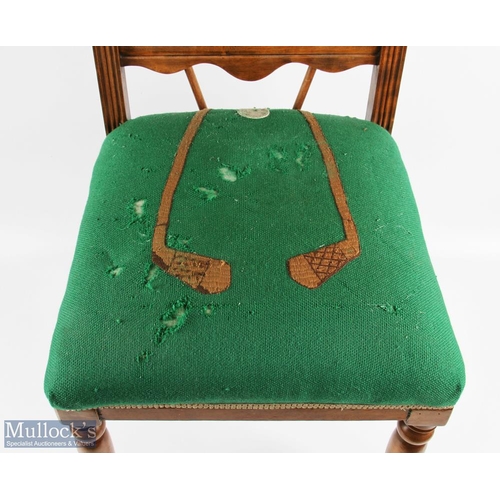 626 - Golf Themed Padded Chair with Embroidered Golf Clubs. This was once the property of Sarah Fabian Bad... 