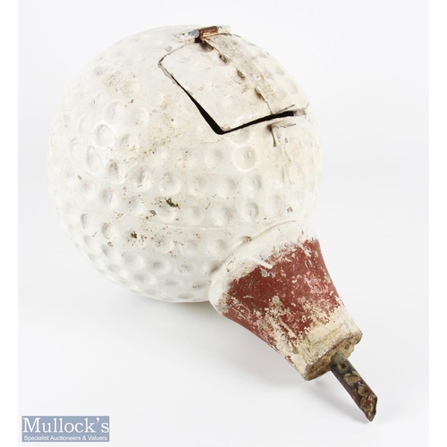 627 - Unusual Large Dimple Golf Ball Letterbox, made of a cast resin with lockable flap to back, size of t... 