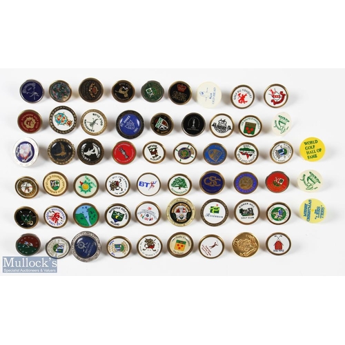 646 - A Collection of Golf Tee Markers, a good mixed selection most are metal examples with over 50 tees c... 