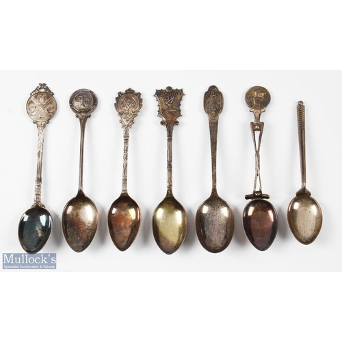 659 - A Collection of 7 Silver hallmarked Golf Teaspoons, with noted examples of Honiton Golf Club, Freshf... 