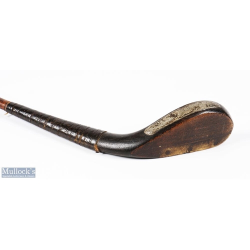 7 - Early and interesting McEwan dark stained beech wood curved face longnose short spoon c1870 - head m... 