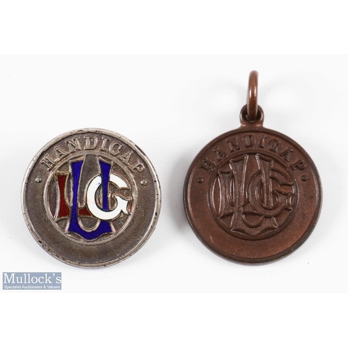 784 - Ladies Golf Union membership badge and medal - features 1934 silver LGU enamel badge by Mappin & Web... 