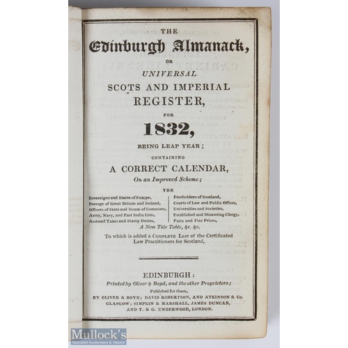 82 - 1832 Edinburgh Almanack publ'd by Oliver & Boyd Edinburgh - in the original leather tan boards with ... 