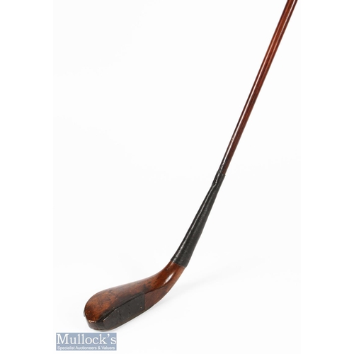 93 - Early and Elegant McEwan dark stained fruit wood longnose slightly curved face play club c1865 head ... 