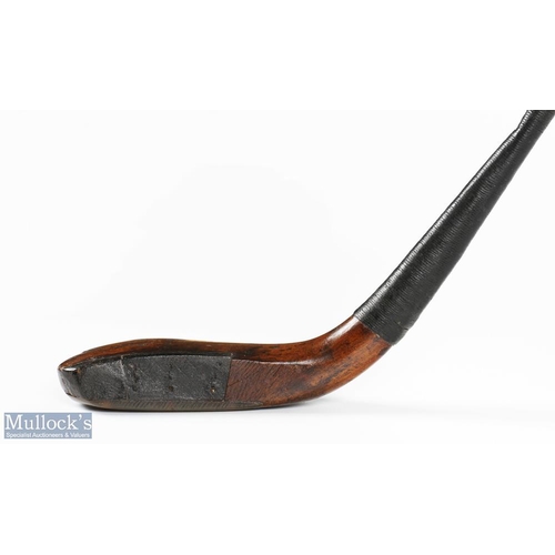 93 - Early and Elegant McEwan dark stained fruit wood longnose slightly curved face play club c1865 head ... 