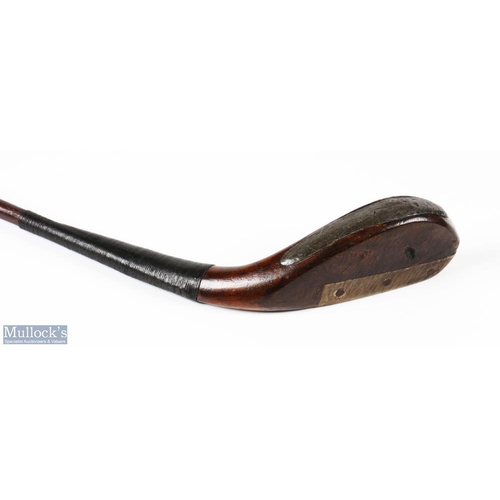 93 - Early and Elegant McEwan dark stained fruit wood longnose slightly curved face play club c1865 head ... 