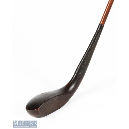 94 - Fine T Dunn dark stained beech wood longnose play club c1885 - the elegant high crown head has the o... 